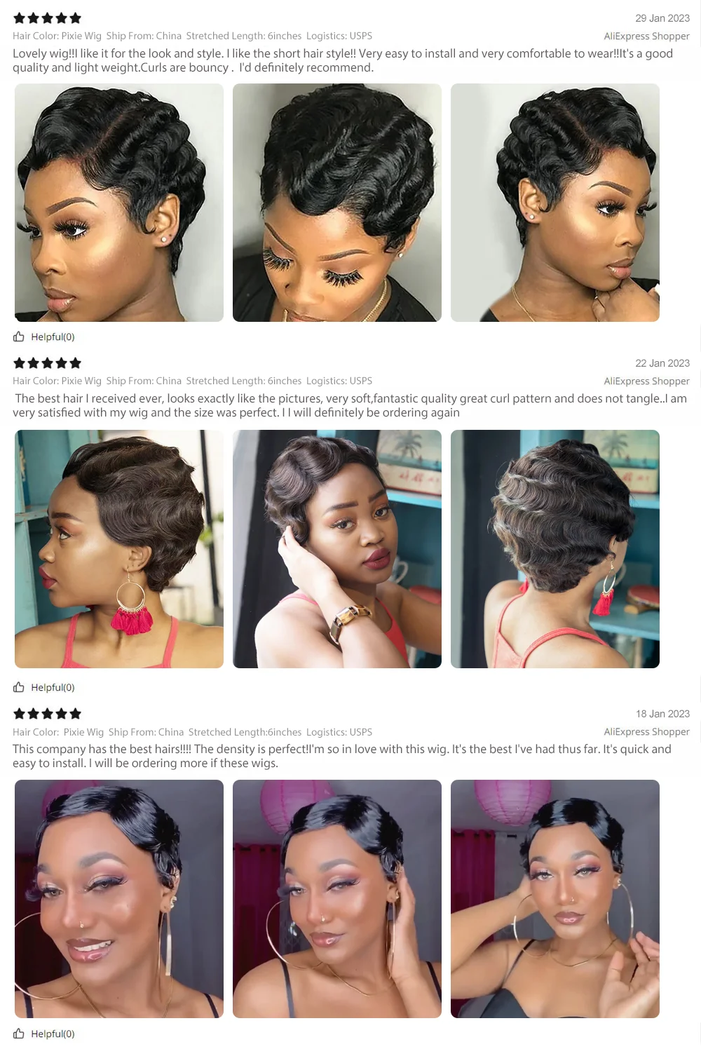 Short Wigs Human Hair Wigs For Women Pixie Cut Human Hair Finger Wave Wig Natural Color Sans Colle Human Hair Wig Machine Made