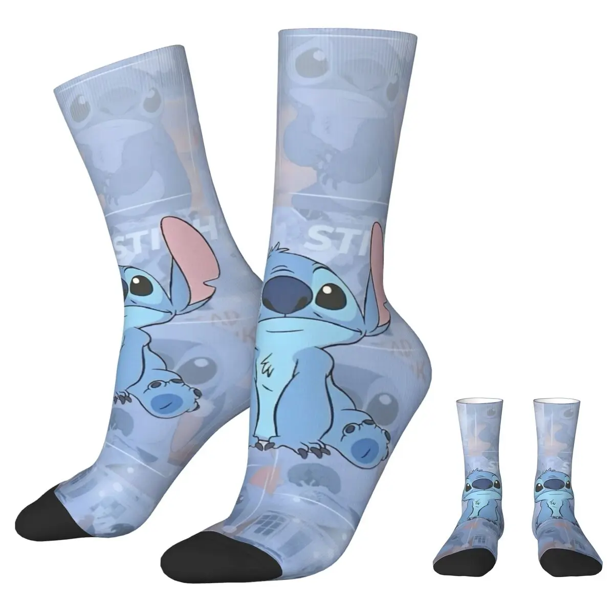 Cute Stitch Sitting Sock Male Men Socks Novelty Polyester Cartoon Collage Women's Socks Spring Summer Autumn Winter