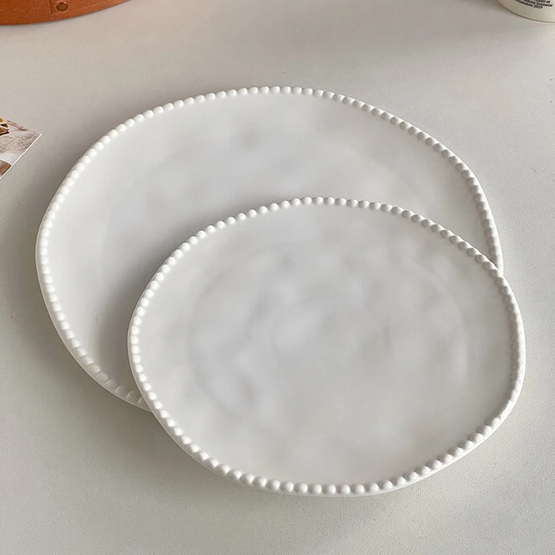 

White Premium Ceramic Plate Vegetable Plate Household Western Food Steak Plate Fruit Dessert