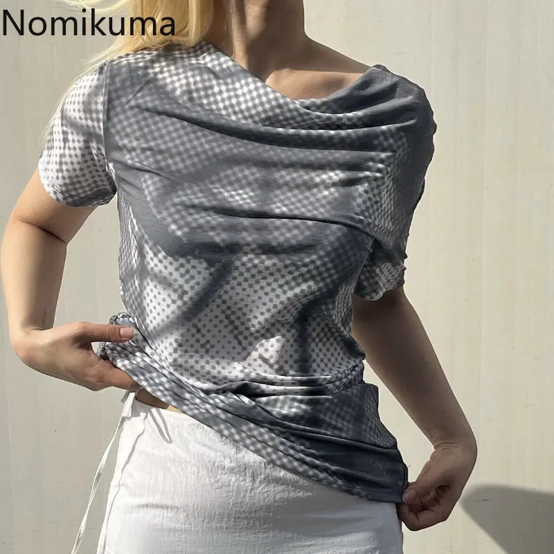 

Shirts for Women Summer Print Tshirts O-neck Short Sleeve Tunic Tees Fashion Korean T Shirt 2023 Ropa Mujer Temperament Tops