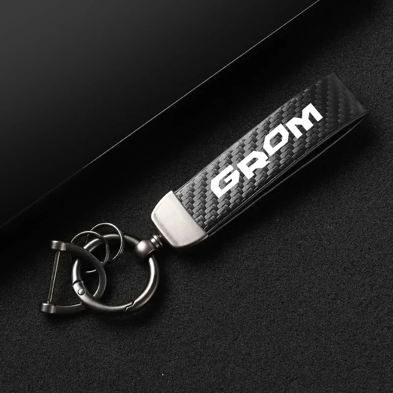 New Leather Carbon Fiber Motorcycle Key Chains KeyChain Honda GROM MSX125 MSX 125 ABS 2013-2024 2021 2022 Keychain Keyring