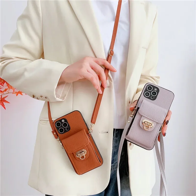 For Xiaomi Redmi Note 12 13 Pro+ 5g 11 10 9 8 7 12c 9 9c 9t Poco X3 M3 F3 Mi 11 Lite 10t Case Luxury Crossbody Bag Wallet Cover