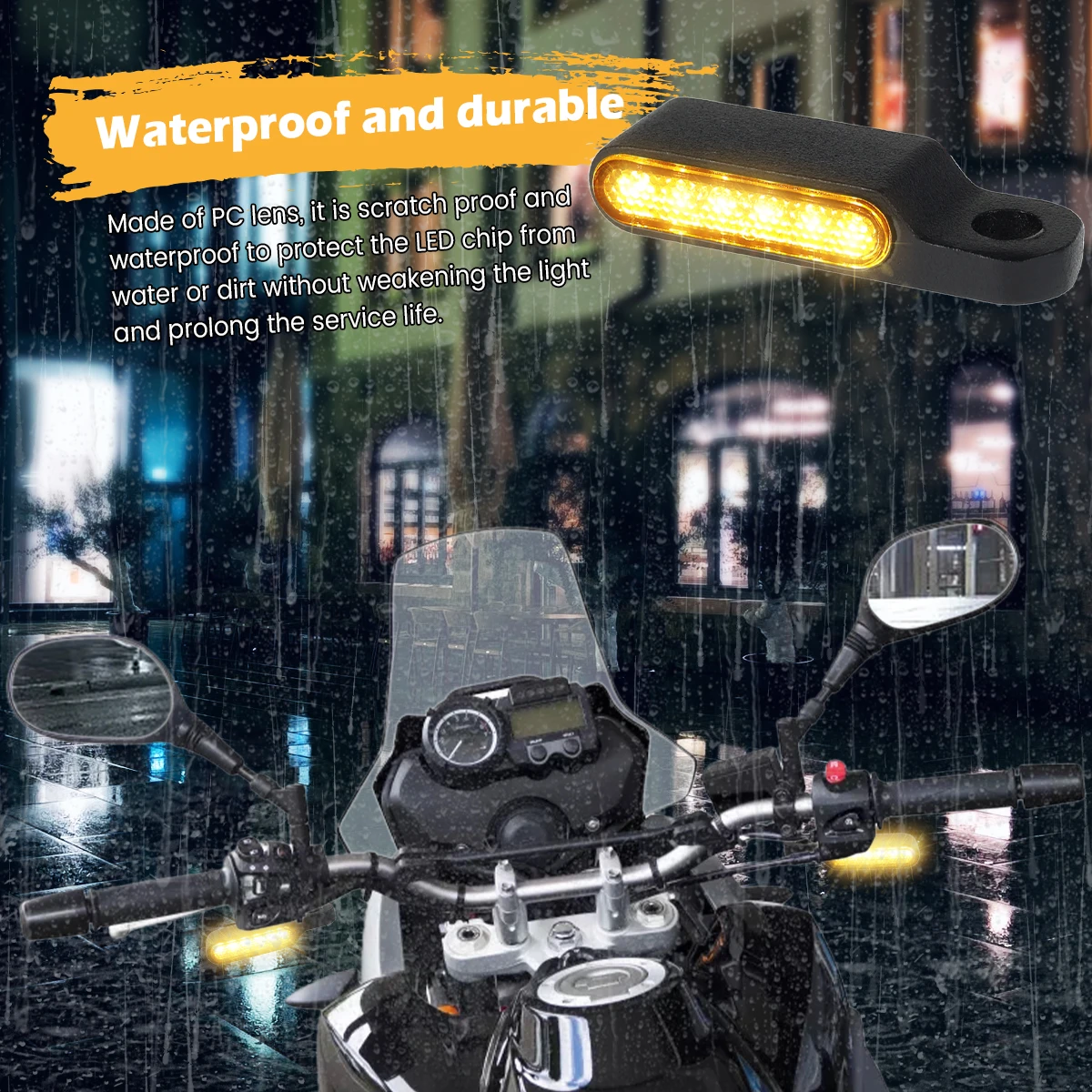 2PCS Motorcycle LED Turn Signals Light Handlebar Indicator Light Mini Driving Lights Water Proof Compatible with Shadow Grom