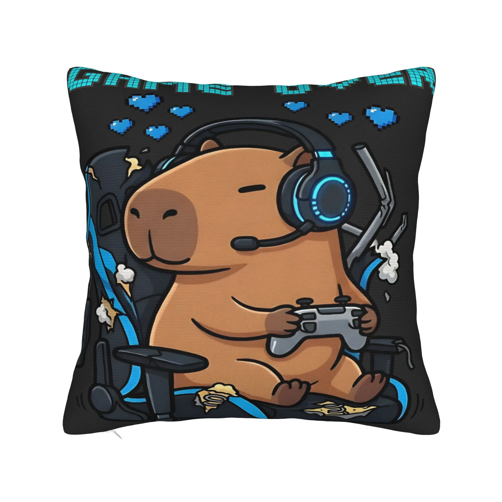 Capybara Funny Gamer Rage Broken Chair Meme Pillow Case  Graphic Pillow Cover Vintage Pillowcases For Sofa Home Decor
