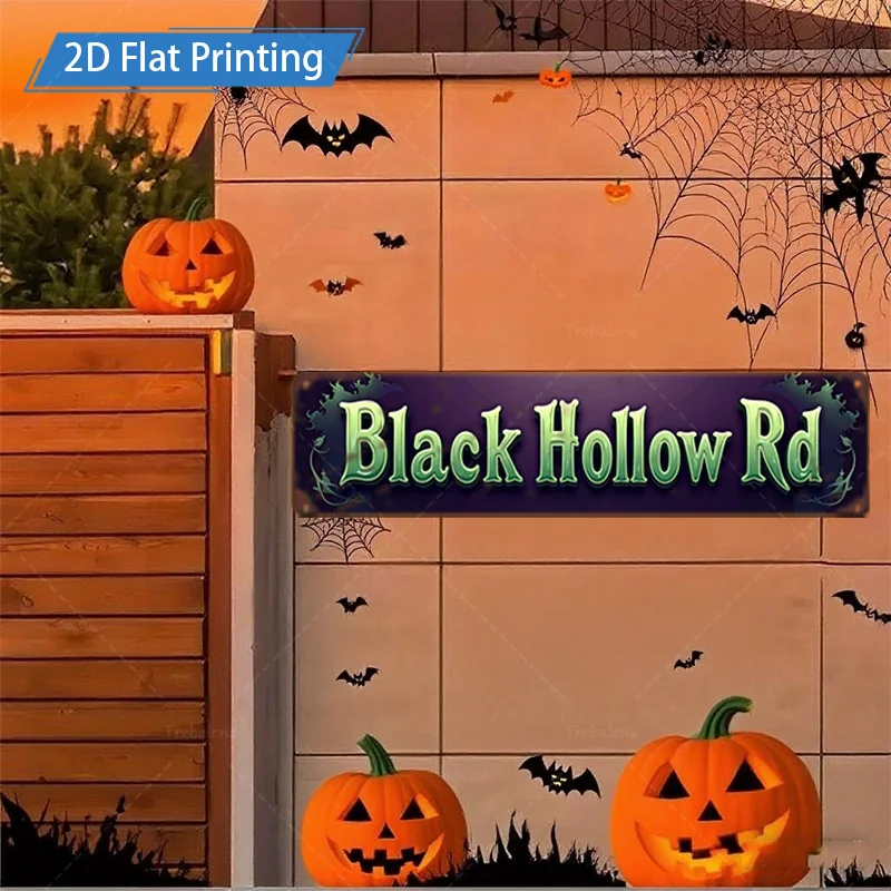 1 قطعة 8x12 بوصة علامة معدنية للهالوين الأسود الجوف Rd تسجيل ، 2D الطباعة المسطحة ، اليقطين الخفافيش ديكور ، جدار الفن احتفالي