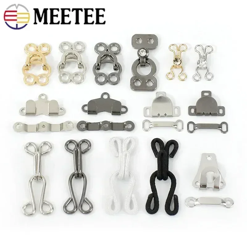 20/40Sets Metal Garment Sewing Hooks and Eyes Invisible Hidden Button Buckle Trousers Jeans Clothes Decorative Clasp Accessories