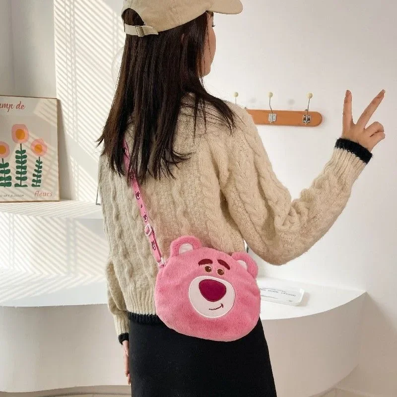 Sweet cute Disney Lotso Alien Winnie the Pooh student fashion simple versatile outdoor portable shoulder crossbody plush bag