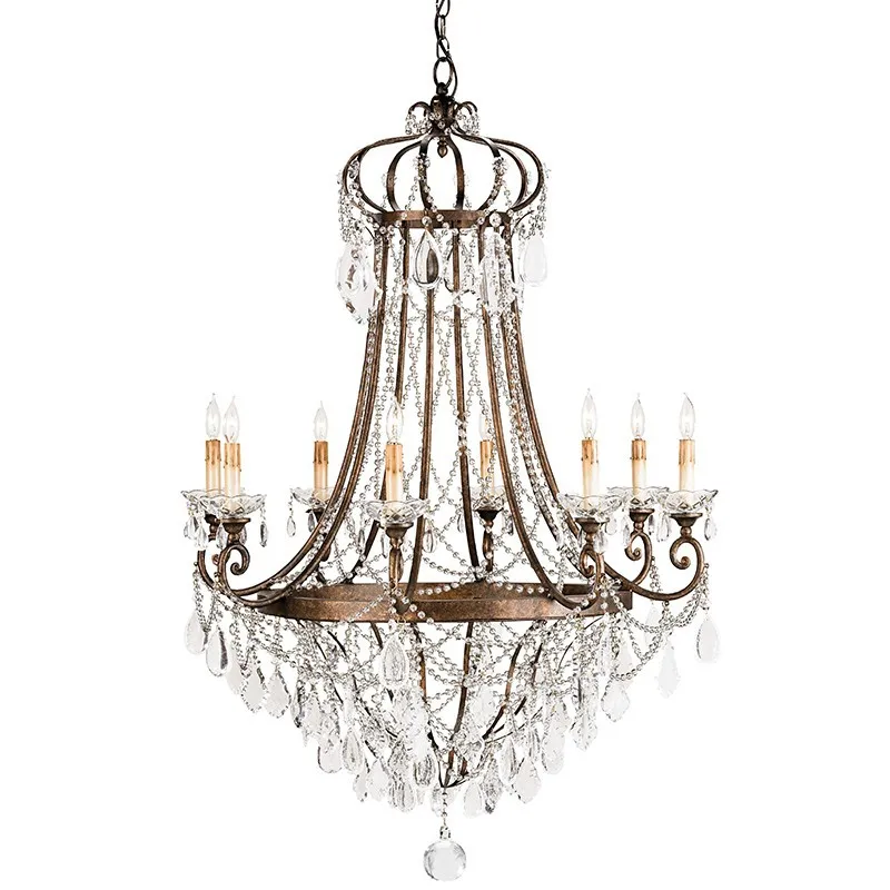 

American retro log color light luxury crystal chandelier, home and commercial hotel lobby living room restaurant