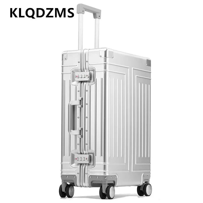 

KLQDZMS Cabin Suitcase 20 Inch All Aluminum Magnesium Alloy Boarding Box Business Trolley Case 24"26"29 Inch Men's Luggage