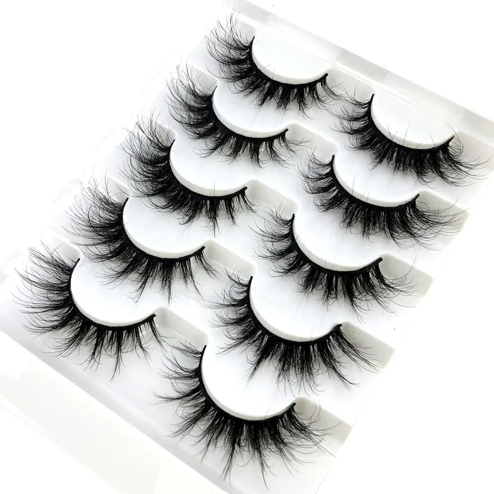 5 Pairs 3D Mink Lashes False Eyelashes Fluffy Thick Cross Wispy Natural Eye Lashes Mink Soft Lash Extension Supplies Makeup Set