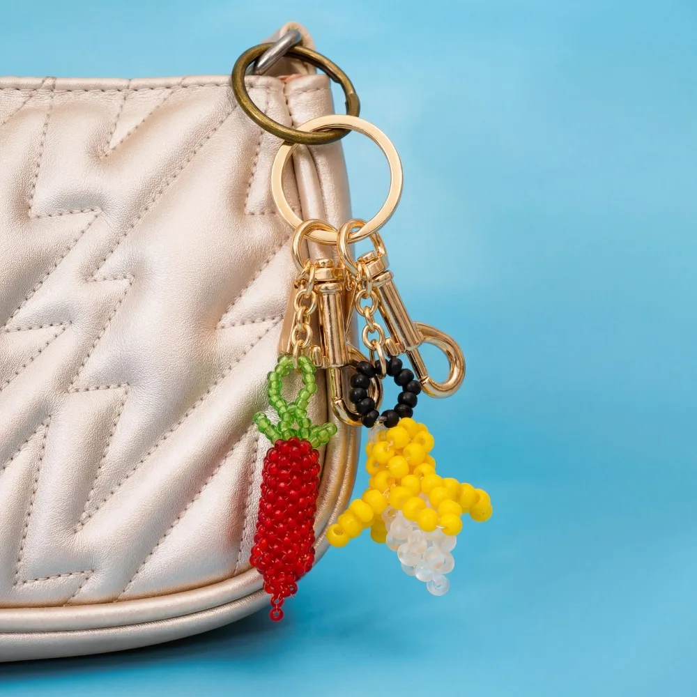 Summer Vacation Fruit Food Series Bag Charms Banana Strawberry Ice Cream DIY Pendant Cute Keychain Women Backpack Ornament Gift