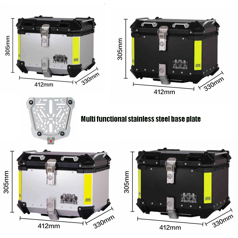 45L Aluminum Alloy Trunk Tail Box with Stainless Steel Base Plate Quick Release Pedal Electric Vehicle Universal Helmet Storage