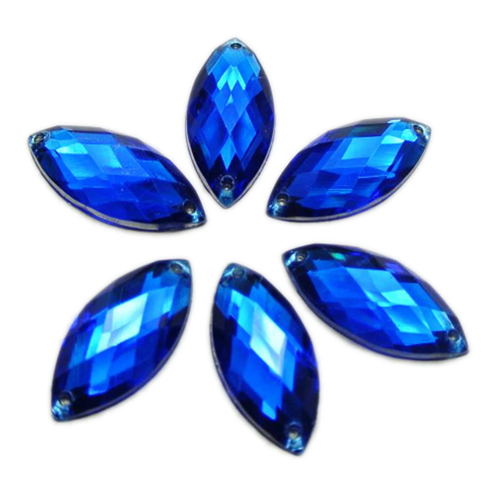 100 Mixed Color Flatback Acrylic Horse Eye Sewing Rhinestone Button 9X20mm Sew on beads