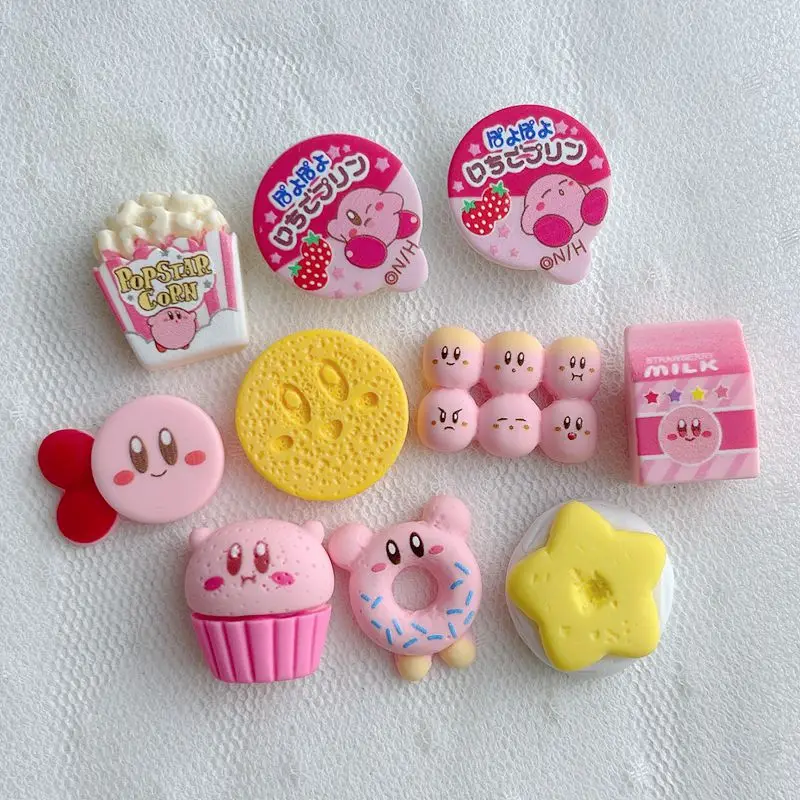 5pcs Matte Kirby Cartoon Resin Accessories Photo Frame DIY Mobile Phone Case Junk Charms Handmade Resin Flatback Cabochon
