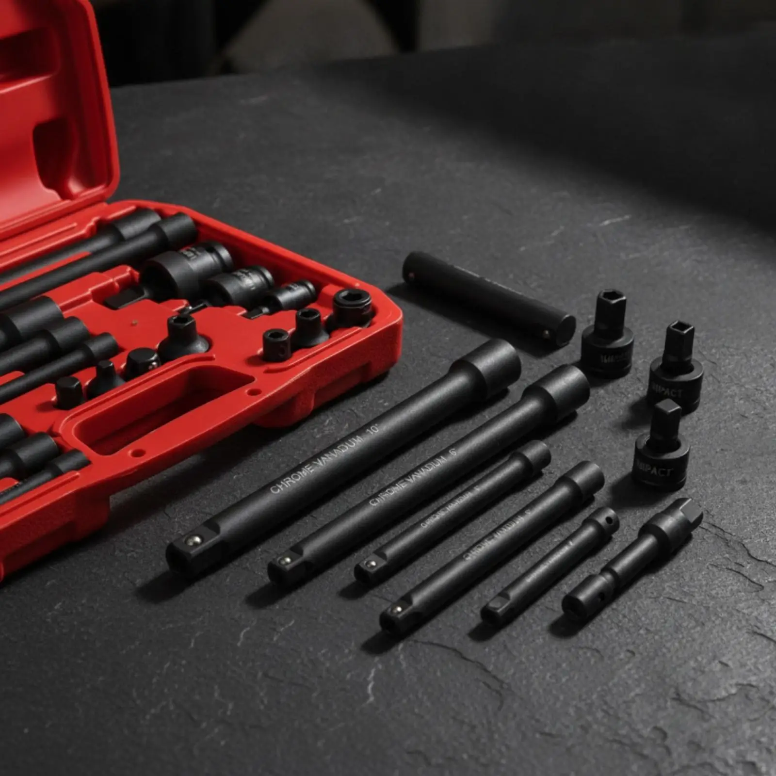 Impact Wrench Kit 18 Piece Extension Rods with Universal Joint Adapter and Storage Case for Automotive Garage Tool Kit Mechanic view 3