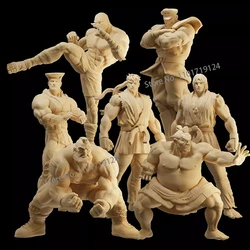 Unpainted Miniatures 1/64 1/43 1/35 Fightting Male Figure Mini Doll Figurine Photography Table Scene Prop Model