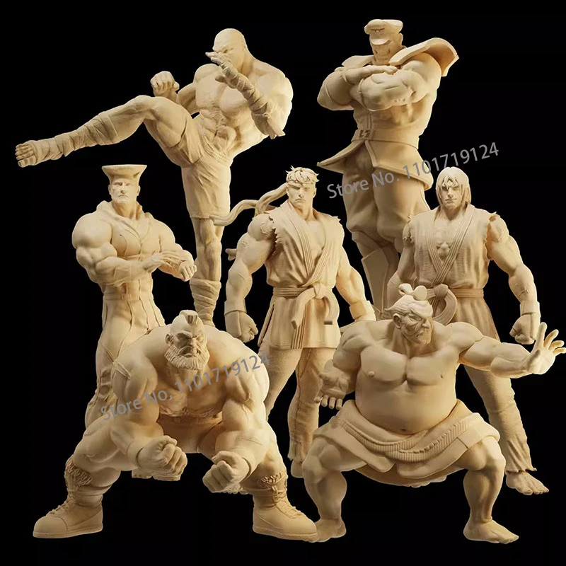 Unpainted Miniatures 1/64 1/43 1/35 Ryu Ken Vega Fightting Male Figure Mini Doll Figurine Photography Table Scene Prop Model