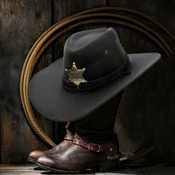 INS Unisex kobiety mężczyźni imitacja zamszu sześć wskazał gwiazda szeryf szerokim rondem słońce czapka przeciwsłoneczna plaża kowboj Cowgirl Western Hat