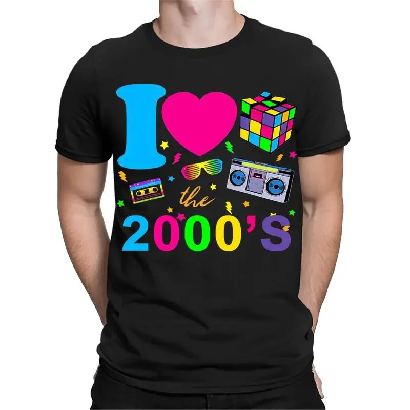 I Love The 2000s Fancy Dress Neon Retro Vintage  T shirt Top TA 36