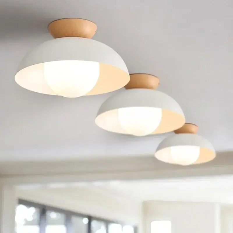 Luz de techo de madera para pasillo, iluminación moderna para balcón, entrada, escalera, sala de estar, guardarropa, decoración nórdica para el hogar, accesorios de iluminación E27