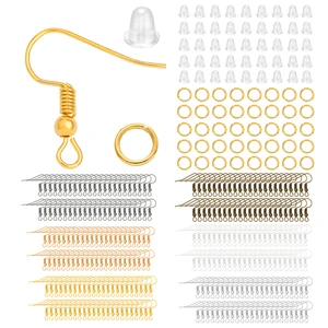 طقم قرط خطاف أسلاك الأذن بالألوان المختلطة هيبوالرجينيك ، خطافات السمك ، حلقات القفز المفتوحة ، قبعات صنع المجوهرات DIY ، 100-300 قطعة لكل لوت 6 مواد مبيعات رئيسية لصنع قلادة - No3