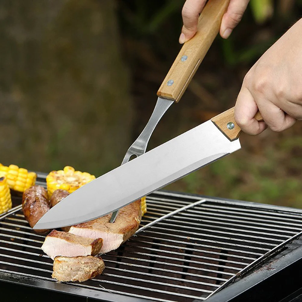 

1Set Grill Fork Barbecue Tool Kit Stainless Steel Cutter for Outdoor Bbq Grilling Cooking Grill Fork Barbecue Tool Forks