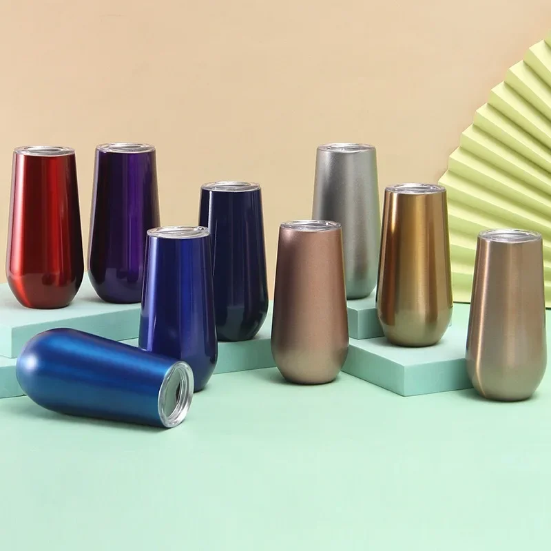 

Mini 6oz Eggshell Cup Inner and Outer 304 Stainless Steel Insulated Cup Wine Glass Vacuum U-shaped Insulated Champagne Cup