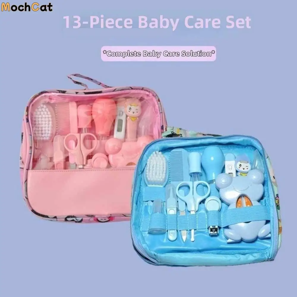 13 unids/set Kit multifuncional para el cuidado del bebé aspirador Nasal cortaúñas Kit de aseo para bebé cepillo para lavar el cabello peine