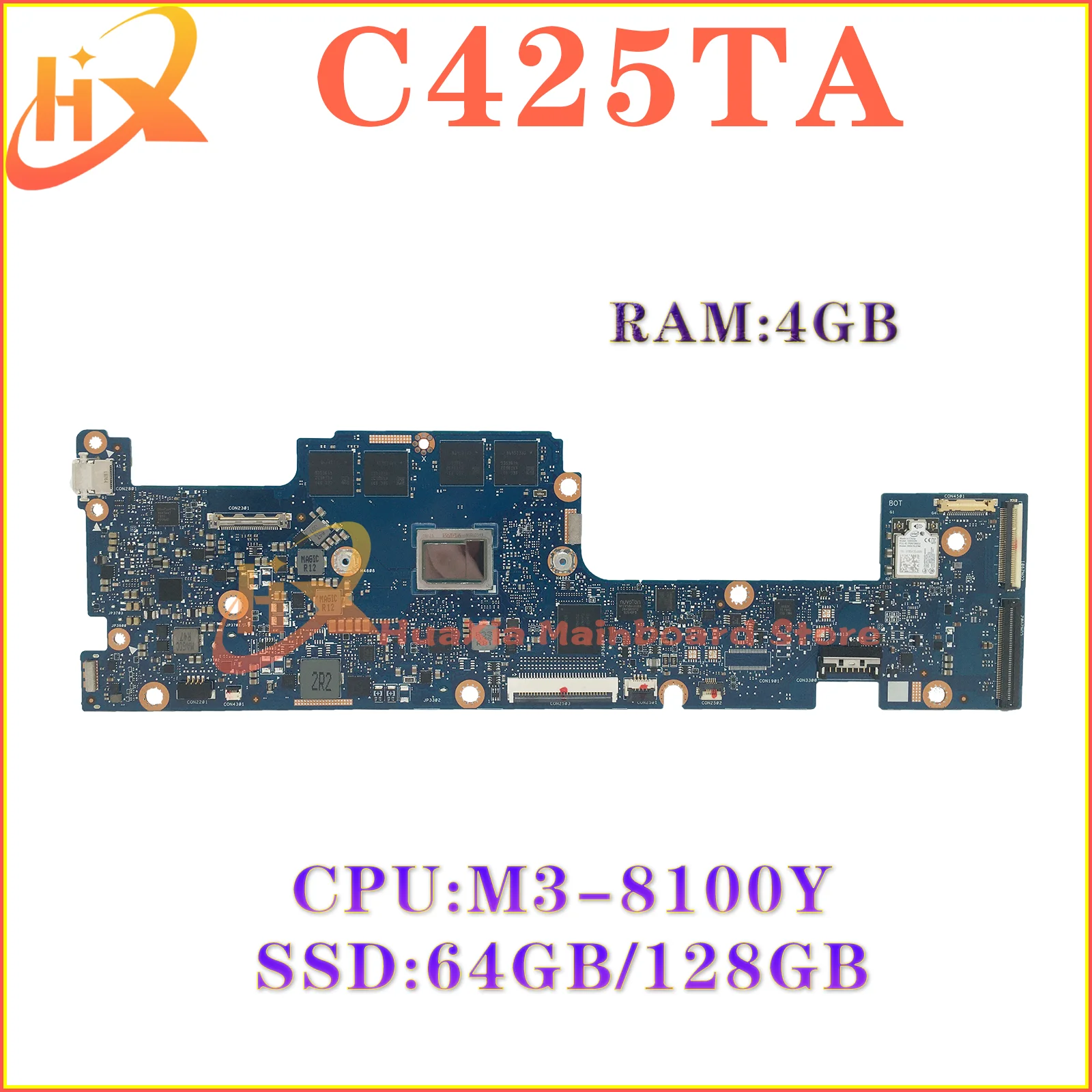 

C425TA Mainboard For ASUS Chromebook C425 C425TA Laptop Motherboard W/M3-8100Y CPU 4GB-RAM SSD-64G/128G MAIN BOARD