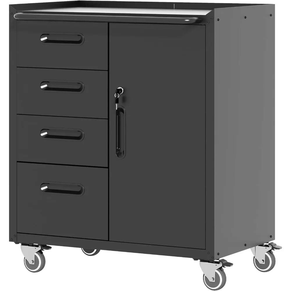 

Mobile Tool Storage Cabinet with Wheels,Heavy Duty Rolling Tool Cabinets for Garage,Metal Storage Cabinets with 4 Drawer and 1 L