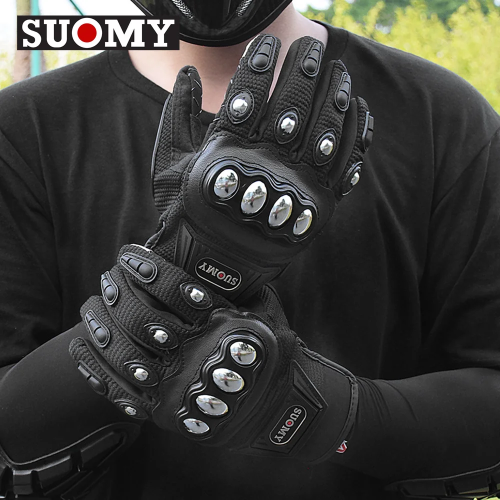 

Summer Motorcycle Riding Gloves Touchscreen Motocross Gloves Stainless Steel Metal Protective Shell Motorbike MTB Glove Non-slip