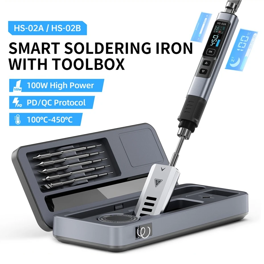 HS-02 مجموعة أدوات الحرارة المحمولة 100 واط قوة قابل للتعديل درجة الحرارة معدات إصلاح التدفئة السريعة 100-450 ℃ لإصلاح DIY #1
