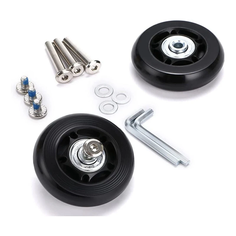 60Mm X 18Mm Luggage Suitcase Replacement Wheels, Rubber Swivel Caster Wheels Bearings Repair Kits