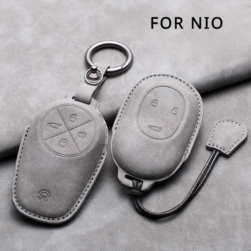 

Leather Car Remote Key Case Cover for Nio ET7 ET5 2022 2023 2024 for Weilai NIO ES6 ES7 ES8 EC6 EC7 Auto Key Fob Shell Keychain