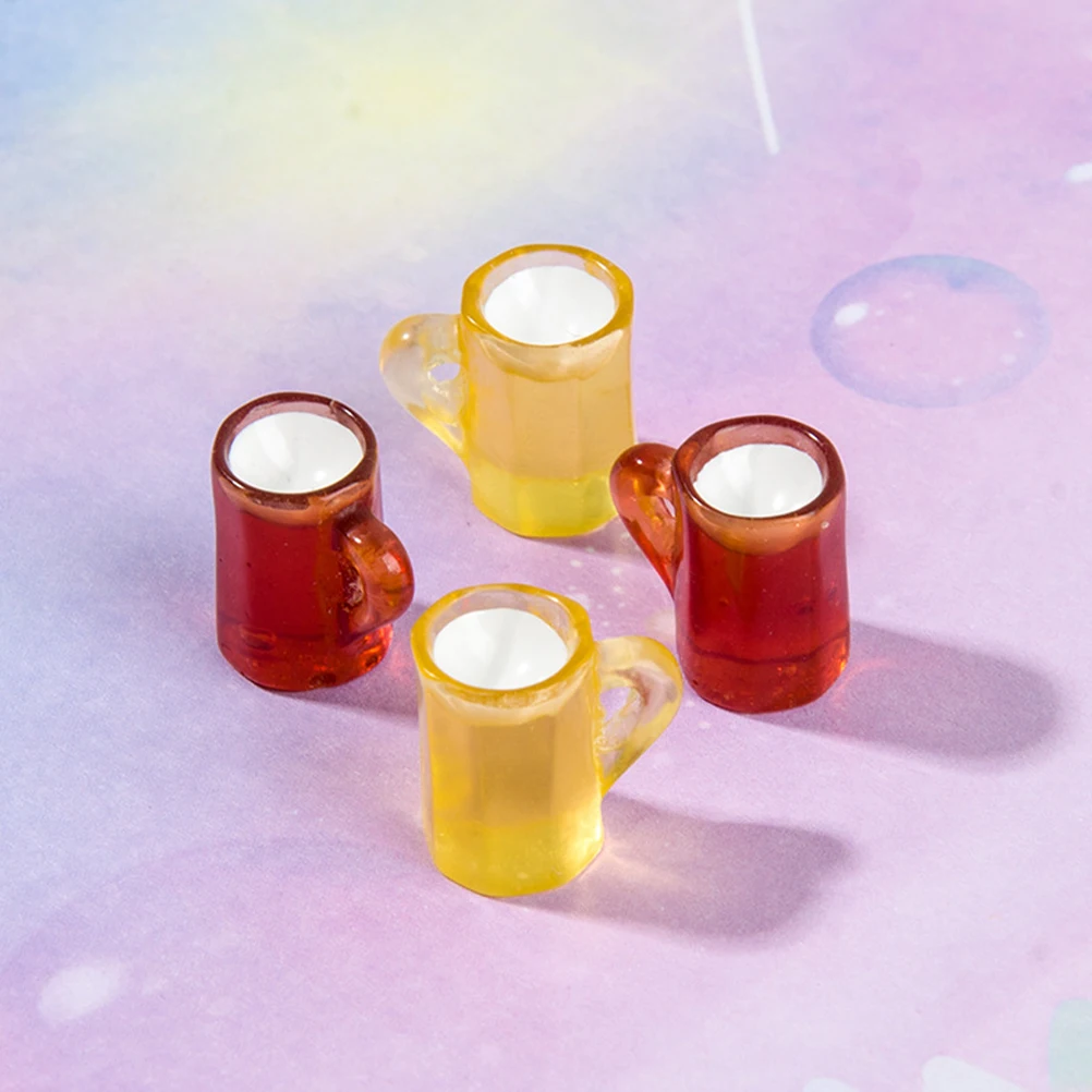 

20pcs Beer Mugs Compact Creative Photo Props Resin Party Decorations Dollhouse Barware Mini Bottles Mini Tumblers