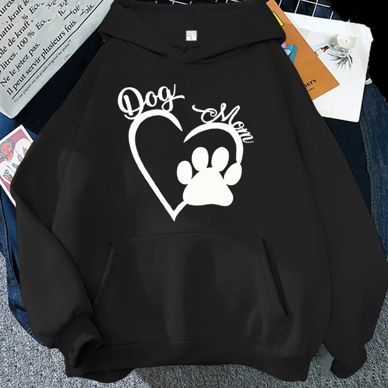 New Fashion Dog Mom Dog Paw Pullover Long Sleeve Sports Hoodie Women Cotton Sweatshirt Pullover Tops (Ship in 48 hours)