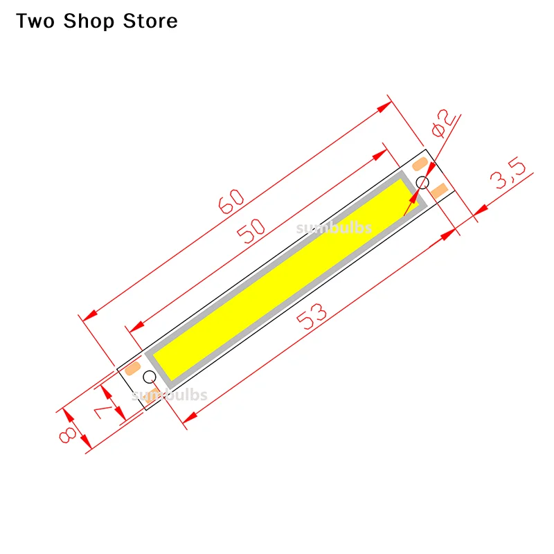 Heißer Verkauf: 3V 3.7V DC 60mm 8mm LED COB Streifen 3W Warmweiß Kaltweiß Blau Rot COB LED Lichtquelle für DIY Fahrrad-Arbeitsleuchte