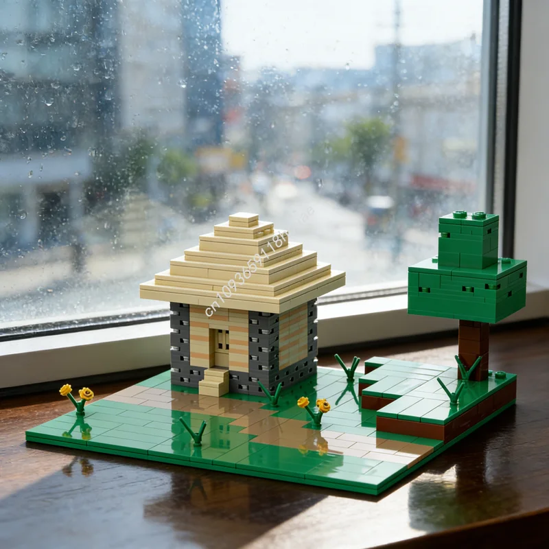 

788 деталей MOC MC Block: Аккуратная модель деревни из серии «Мой мир», конструктор, архитектурная игрушка, развивающая игрушка, рождественский подарок, кирпичики