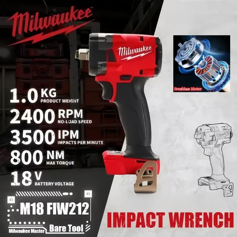 

Original Genuine Milwaukee 18V Battery Electric Cordless Wrench Brushless Screwdriver Impact Drill Power Tools Car Truck Repair
