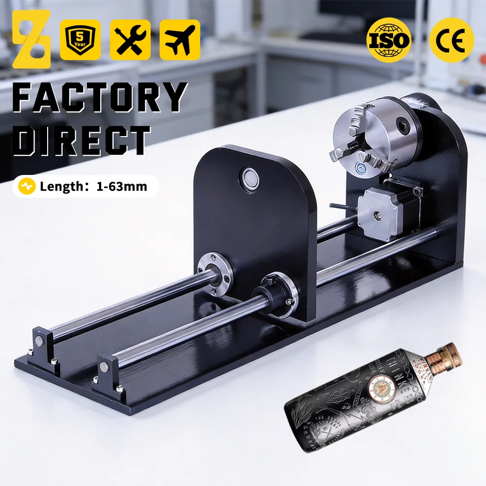 Zten CO2 Laser Engraving Cutting Machine 80MM 3-Jaw Rotary Axis Router Accessory for Cylindrical Craft Engraving Work