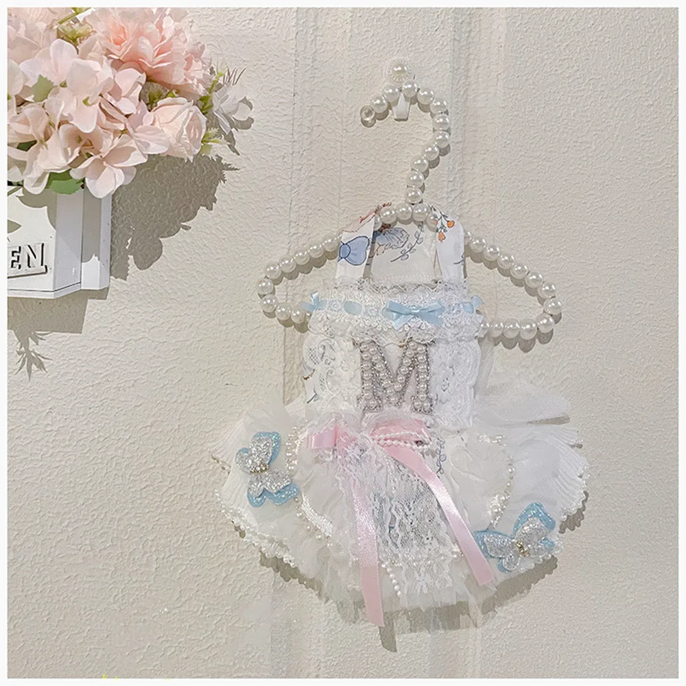 

Pearl Lace Bow Pet Princess Dress Super Beauty Dog Costume Loretta Fluffy Dress.