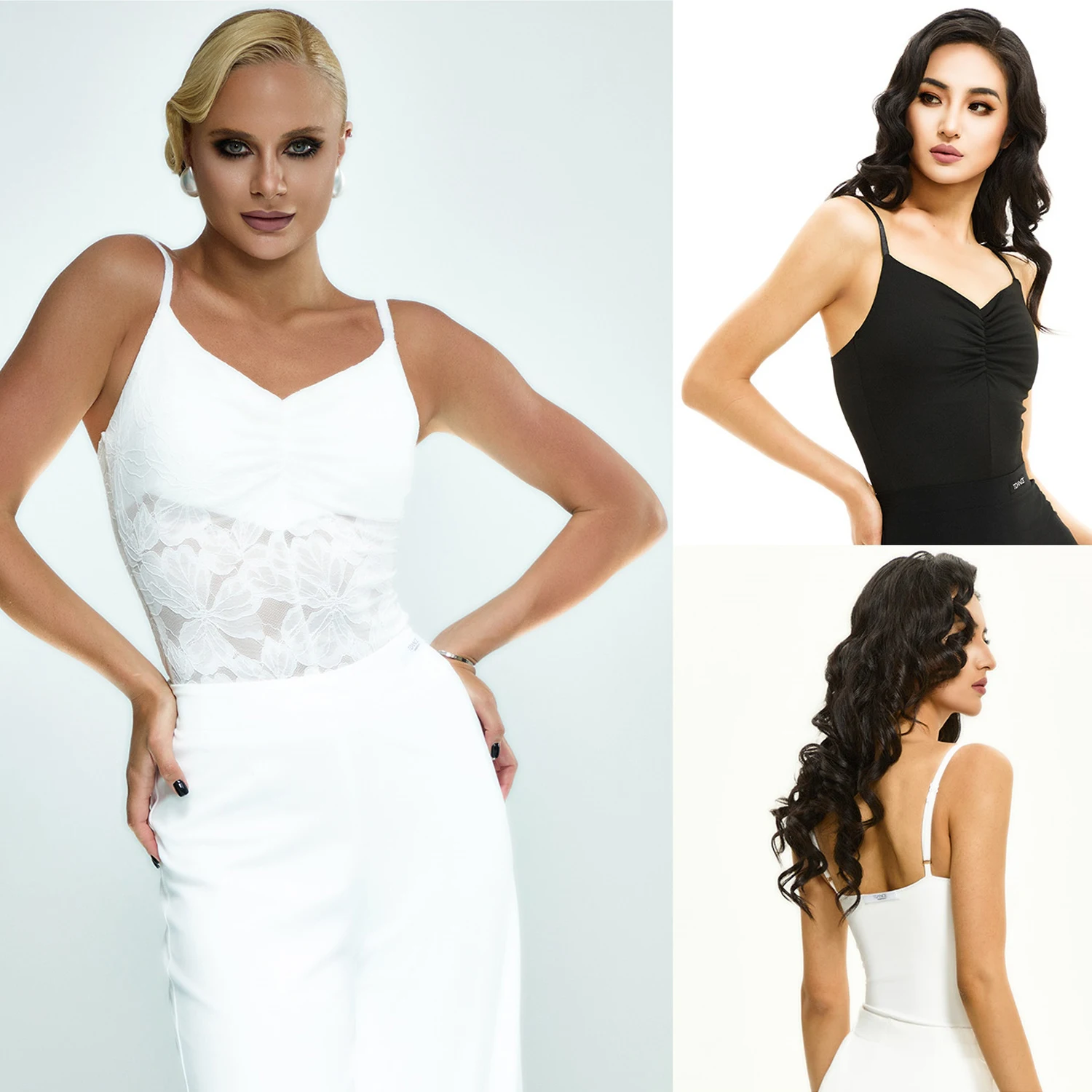 

2025 New Latin Dance Costumes For Women Practice Tops Lace Strap Tops Summer Chacha Tango Samba Dance Training Wear DQL11081