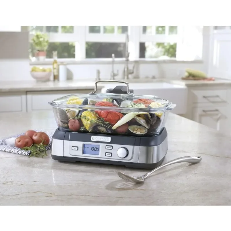 Cuisinart STM-1000 Cook Fresh Digital Glass Steamer، مقاس واحد، ستانلس ستيل