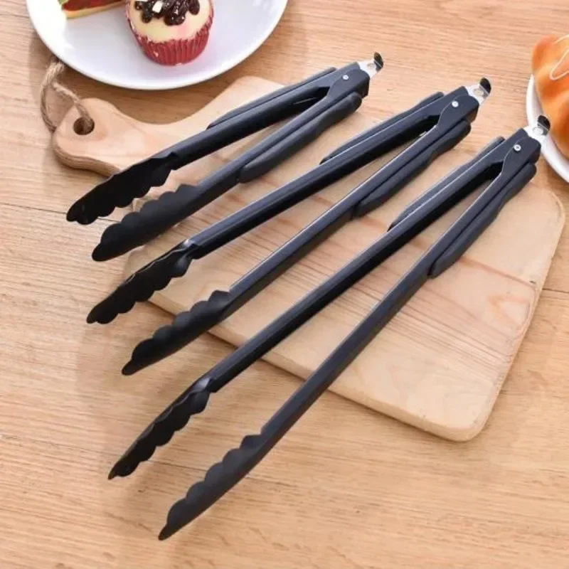 Silicone BBQ Grilling Tong Salad Bread Serving Tong Non-Stick Kitchen Barbecue Grilling Cooking Tong NLock Food Clip 9/12/14Inch