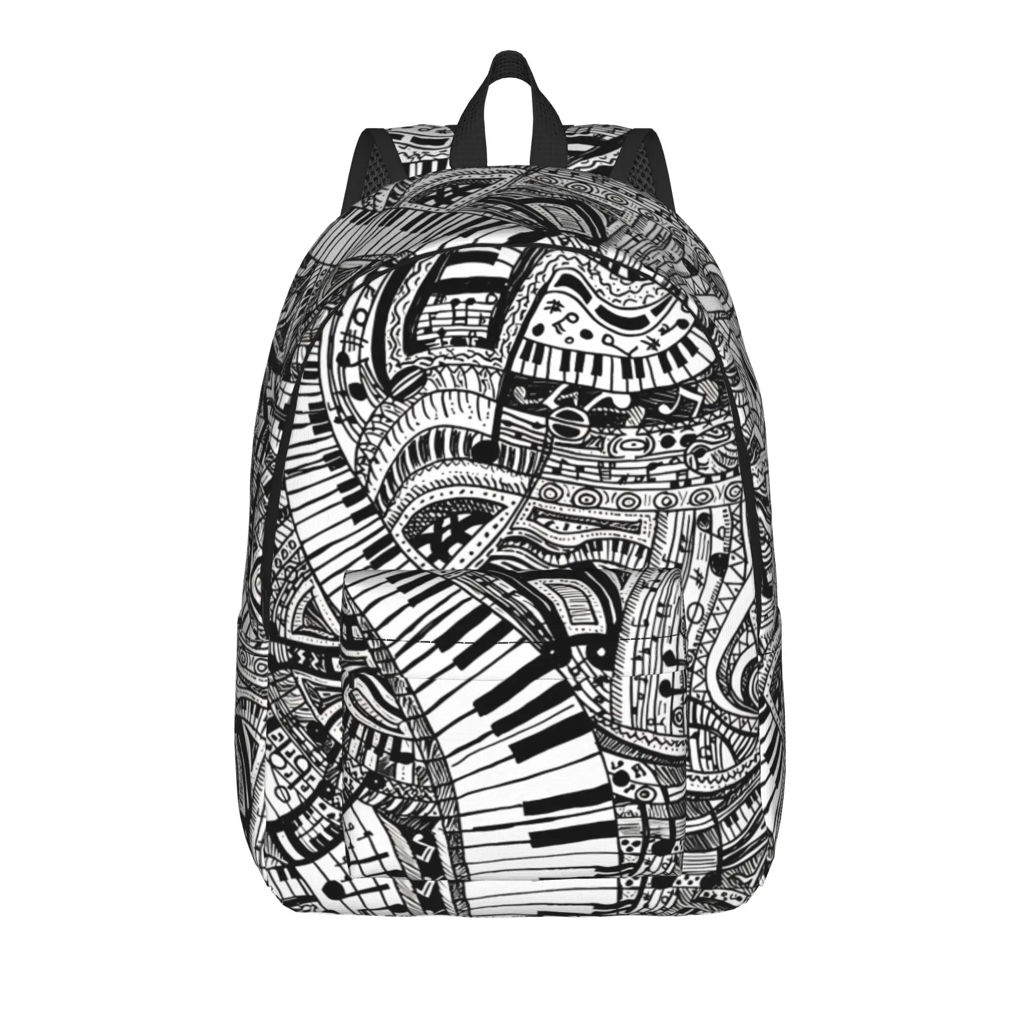 Classical Music Doodle Nocturne by Chopin Piano keyboard Backpack Cool Student Business Daypack  College Canvas Bags Sports