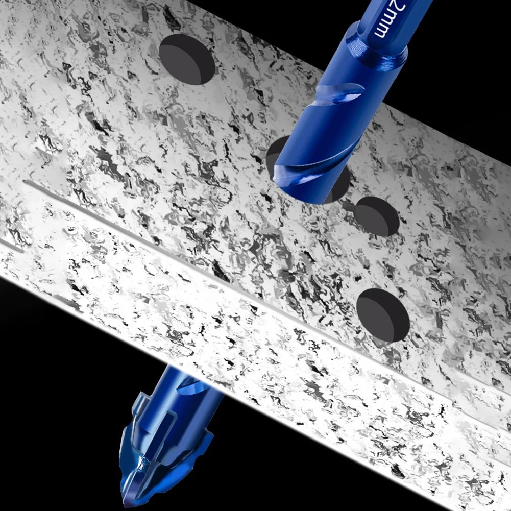 Kit trapano triangolare per piastrelle Kit di punte eccentriche a spirale triangolare in lega di acciaio al tungsteno per punzonatura di piastrelle di vetro ad alta durezza