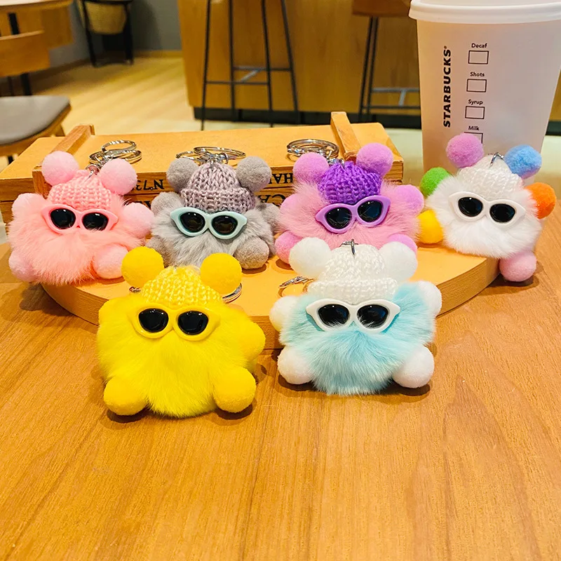 New Cartoon Glasses Small Briquet Plush Toys Funny Creative Plush Keychain Dolls Stuffed Pendant Kids Christmas Birthday Gifts