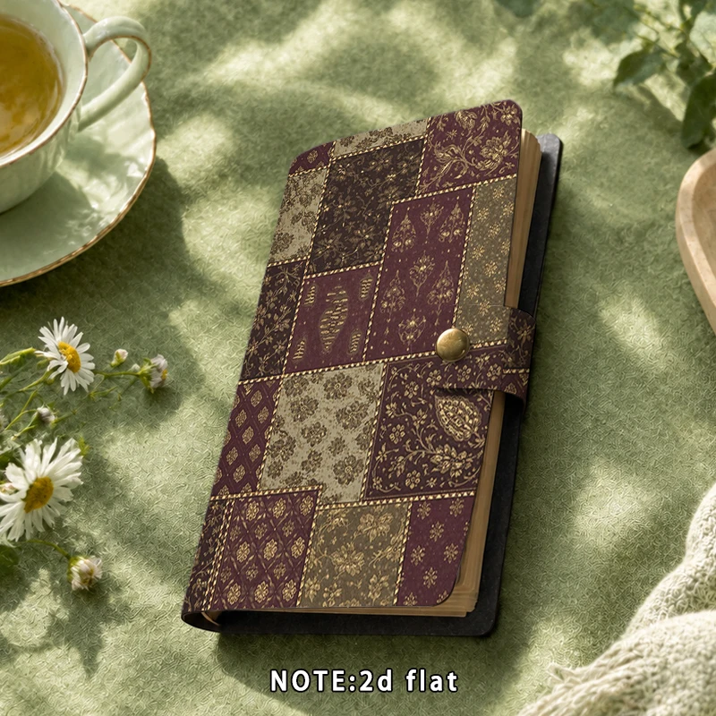 Vintage Floral Patchwork Pattern Notebook Snap Button Journal A6 Diary Book Gift for Women Birthday Present Scrapbooking Station