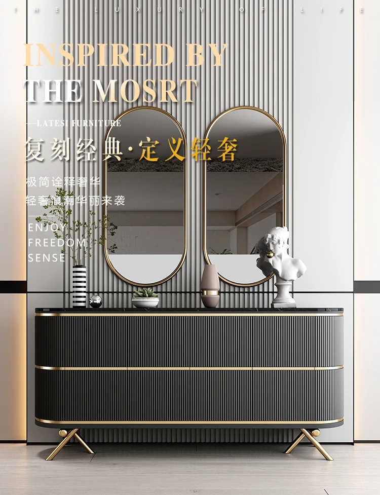 

Итальянский светлый роскошный дверной шкаф, простой современный обеденный боковой шкаф из каменной плиты, место для хранения в гостиной, декоративный шкаф в прихожей