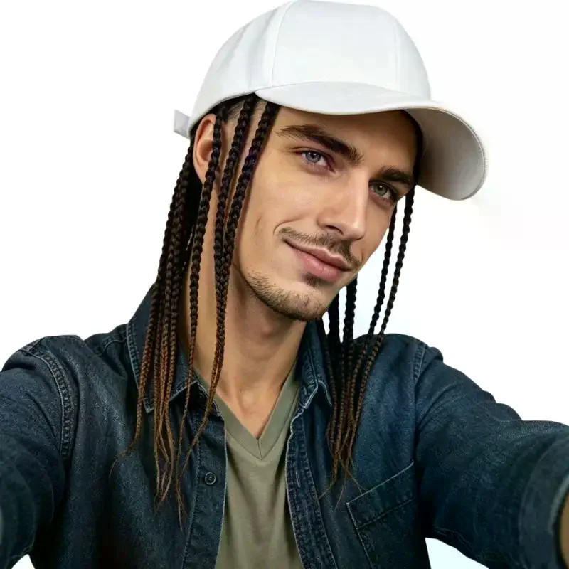 Peruka z czapką bejsbolówką, czapka hip-hopowa, czapka z daszkiem, peruka do noszenia na co dzień, peruka z dredami, czapka z dredami, peruka syntetyczna 40 cm, czapka z warkoczami, czapka z daszkiem przeciwsłonecznym, czapki damskie i męskie